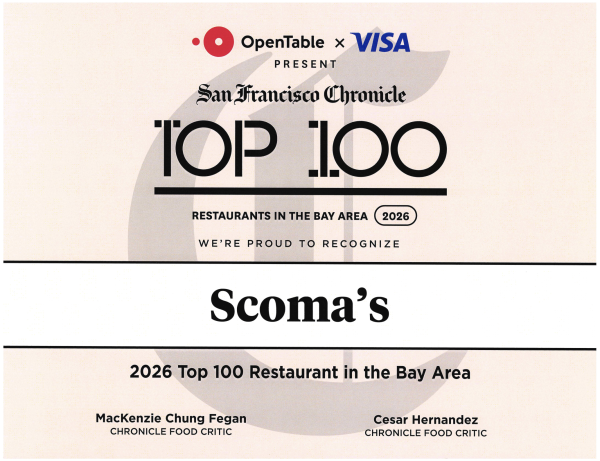 OpenTable San Francisco Chronicle Top 100 Restaurants in the Bay Area 2026 recognizes Scoma's